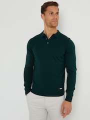 Threadbare Green Long Sleeve Knitted Polo Jumper - Image 3 of 4