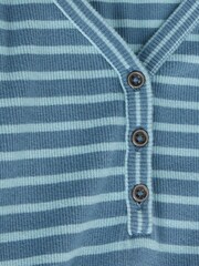White Stuff Blue Halley Rib Stripe Henley Top - Image 6 of 6
