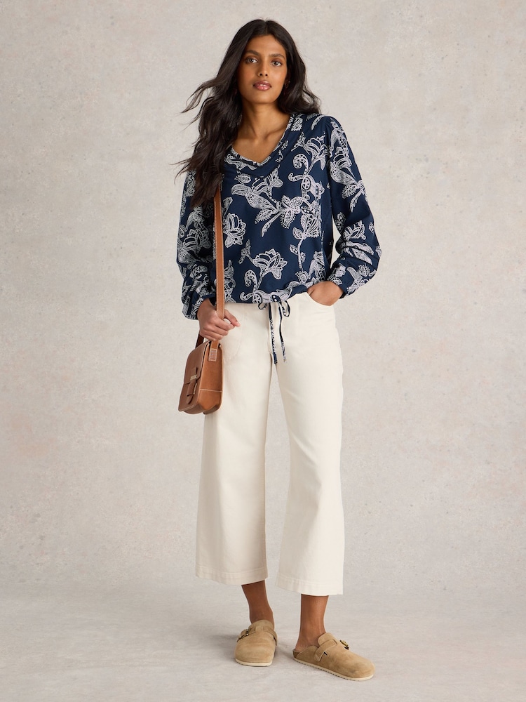 White Stuff Blue Betty Tie Hem Blouse - Image 1 of 6 White Stuff Blue Betty Tie Hem Blouse - Image 1 of 6