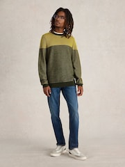 White Stuff Yellow Newport Merino Jacquard Crew Neck Jumper - Image 1 of 6