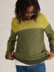White Stuff Yellow Newport Merino Jacquard Crew Neck Jumper - Image 3 of 6
