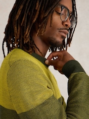 White Stuff Yellow Newport Merino Jacquard Crew Neck Jumper - Image 4 of 6