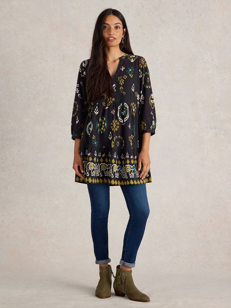 White Stuff Black Marta 100% Cotton Tunic - Image 1 of 6