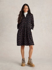 White Stuff Black Everly Jersey Rib Shirt Dress - Image 1 of 6