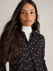 White Stuff Black Everly Jersey Rib Shirt Dress - Image 3 of 6