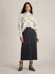 White Stuff Black Colleen Denim Midi Skirt - Image 1 of 6