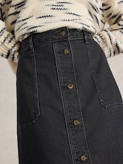 White Stuff Black Colleen Denim Midi Skirt - Image 4 of 6