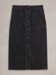 White Stuff Black Colleen Denim Midi Skirt - Image 5 of 6