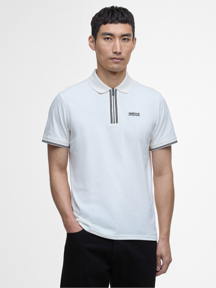 Barbour® International Ollie Twin Tipped Placket 100% Cotton Polo Shirt - Image 1 of 5
