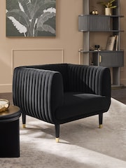 Soft Velvet Black Evie Accent Chair - Image 1 of 9