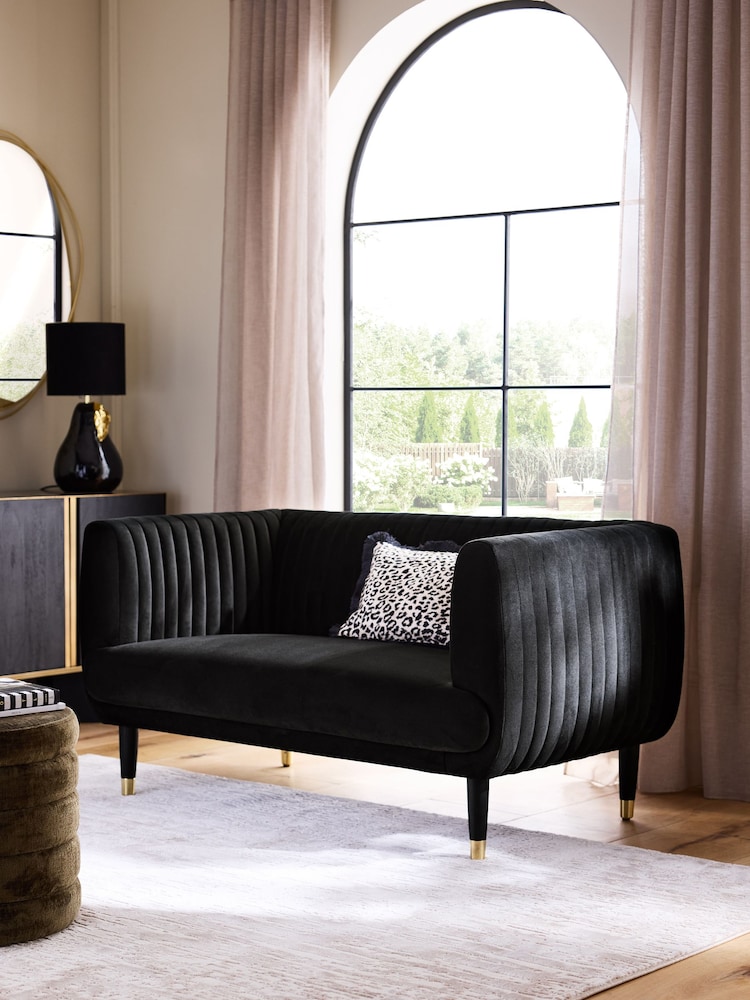 Soft Velvet Black Evie Petite Sofa - Image 1 of 10