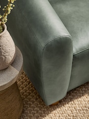 Distressed Faux Leather Green Chester Armchair - Image 2 of 10