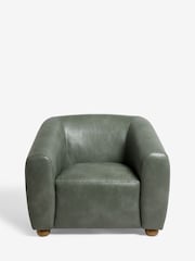 Distressed Faux Leather Green Chester Armchair - Image 5 of 10