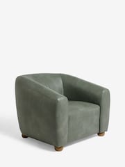 Distressed Faux Leather Green Chester Armchair - Image 6 of 10