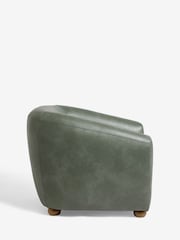 Distressed Faux Leather Green Chester Armchair - Image 7 of 10