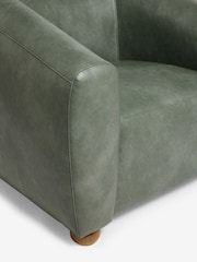 Distressed Faux Leather Green Chester Armchair - Image 9 of 10