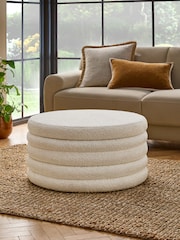 Casual Boucle Oyster Stella Upholstered Storage Coffee Table - Image 1 of 9
