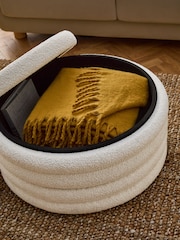 Casual Boucle Oyster Stella Upholstered Storage Coffee Table - Image 5 of 9