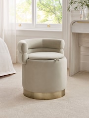 Soft Velvet Pebble Natural Mia Storage Accent Chair - Image 1 of 13
