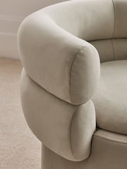 Soft Velvet Pebble Natural Mia Storage Accent Chair - Image 10 of 13