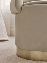 Soft Velvet Pebble Natural Mia Storage Accent Chair - Image 11 of 13