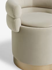Soft Velvet Pebble Natural Mia Storage Accent Chair - Image 12 of 13