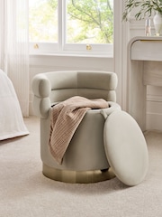 Soft Velvet Pebble Natural Mia Storage Accent Chair - Image 2 of 13
