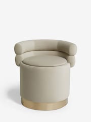 Soft Velvet Pebble Natural Mia Storage Accent Chair - Image 5 of 13