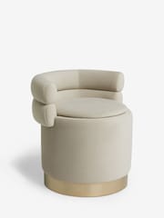 Soft Velvet Pebble Natural Mia Storage Accent Chair - Image 6 of 13