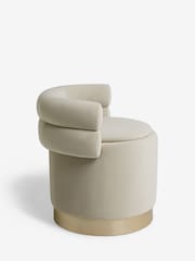 Soft Velvet Pebble Natural Mia Storage Accent Chair - Image 7 of 13