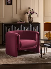 Soft Velvet Cranberry Red Rana Accent Chair - Image 1 of 9