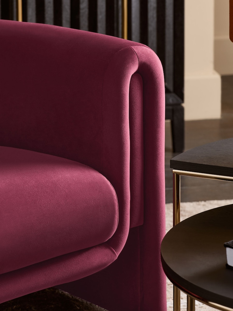 Soft Velvet Cranberry Red Rana Accent Chair - Image 2 of 9