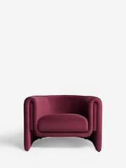 Soft Velvet Cranberry Red Rana Accent Chair - Image 3 of 9