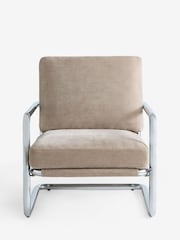 Relaxed Chenille Light Natural Piper Metal Accent Chair - Image 5 of 9