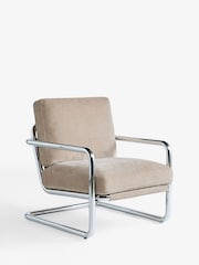 Relaxed Chenille Light Natural Piper Metal Accent Chair - Image 6 of 9