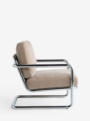 Relaxed Chenille Light Natural Piper Metal Accent Chair - Image 7 of 9