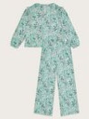 Monsoon Green Floral Jersey Pyjamas 2 Pack - Image 3 of 6
