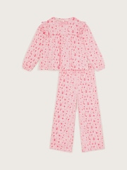 Monsoon Green Floral Jersey Pyjamas 2 Pack - Image 4 of 6
