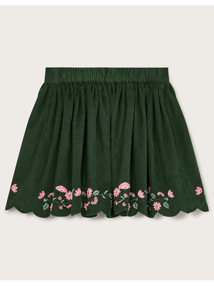 Monsoon Green Floral Embroidered Corduroy Skirt - Image 2 of 2