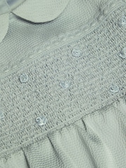 Monsoon Green Baby Smocked Satin Romper - Image 3 of 3