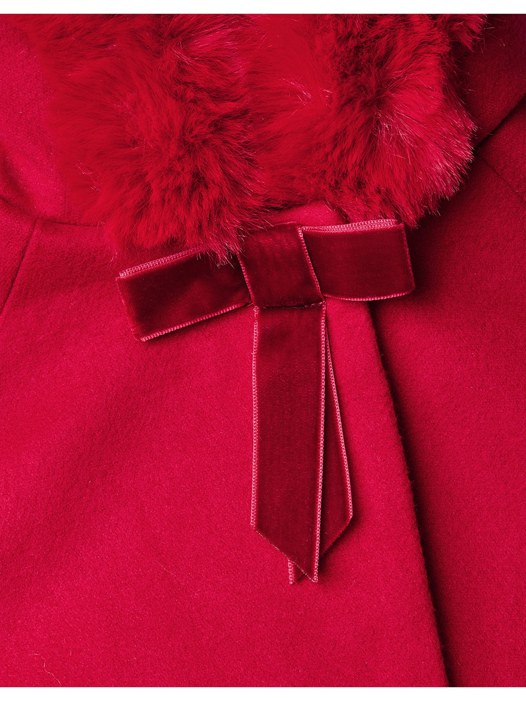 Buy Monsoon Red Baby Faux Fur Hooded Cape Coat from Next Luxembourg