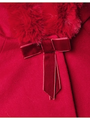 Monsoon Red Baby Faux Fur Hooded Cape Coat - Image 4 of 4