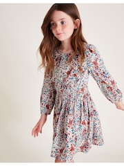 Monsoon Purple Floral Woodland Long Sleeve Dress - Image 1 of 4