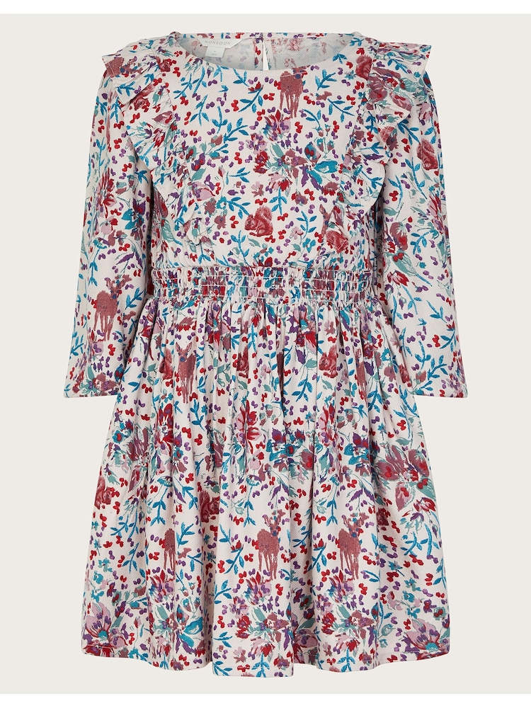 Monsoon Purple Floral Woodland Long Sleeve Dress - Image 2 of 4