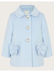 Monsoon Blue Baby Bow Faux Fur Collar Coat - Image 3 of 4