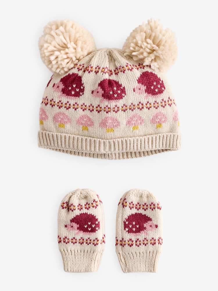 Monsoon Natural Baby Hedgehog Beanie Hat and Mittens Set - Image 1 of 1