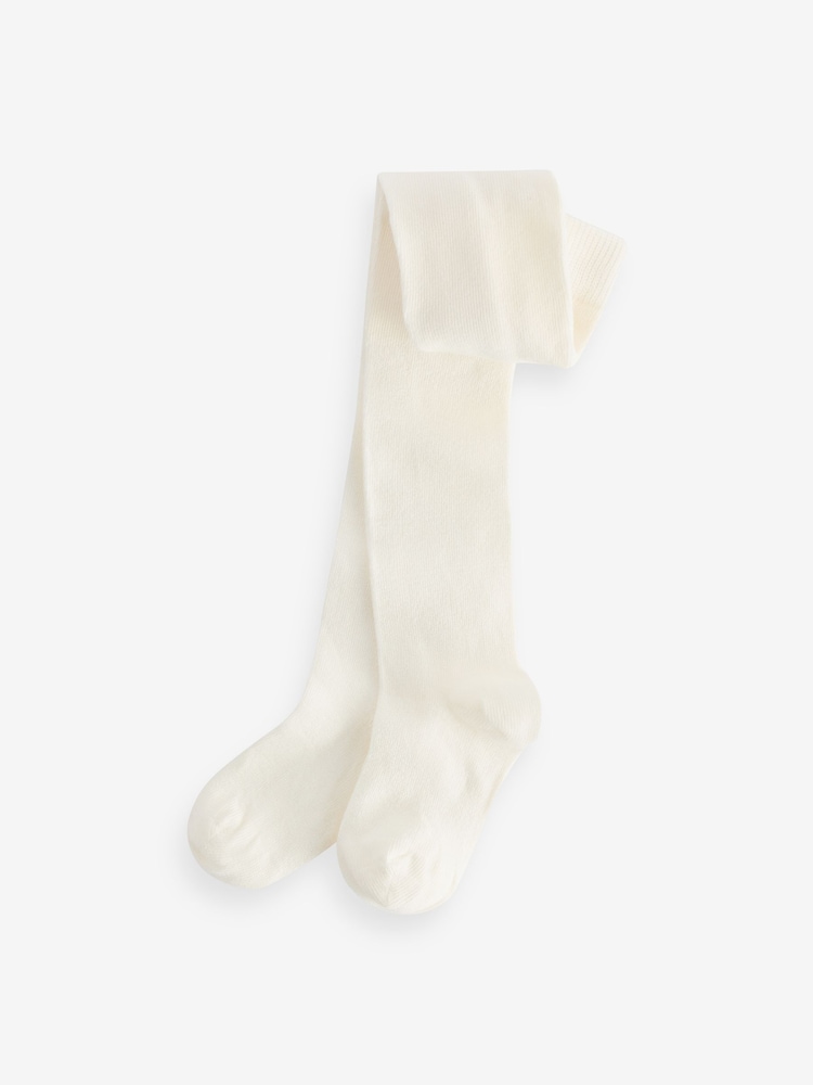 Monsoon Cream Baby Frosted 100% Cotton Tights 2 Pack - Image 2 of 3