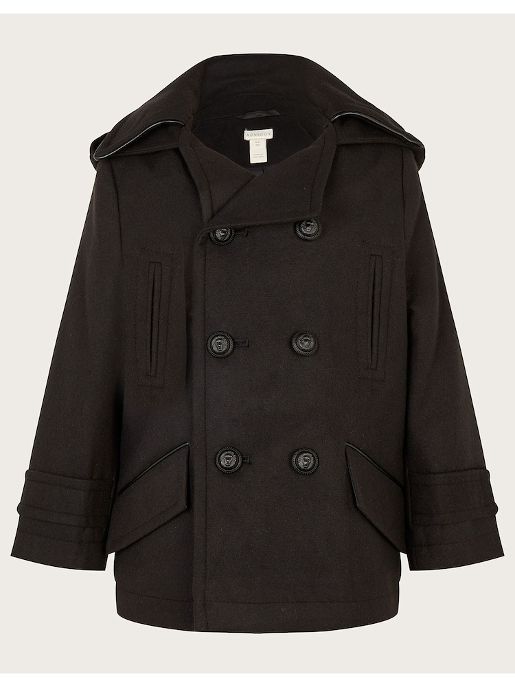Monsoon Black Hooded Peacoat - Image 1 of 2