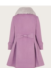 Monsoon Purple Faux Fur Collar Trim Coat - Image 2 of 4