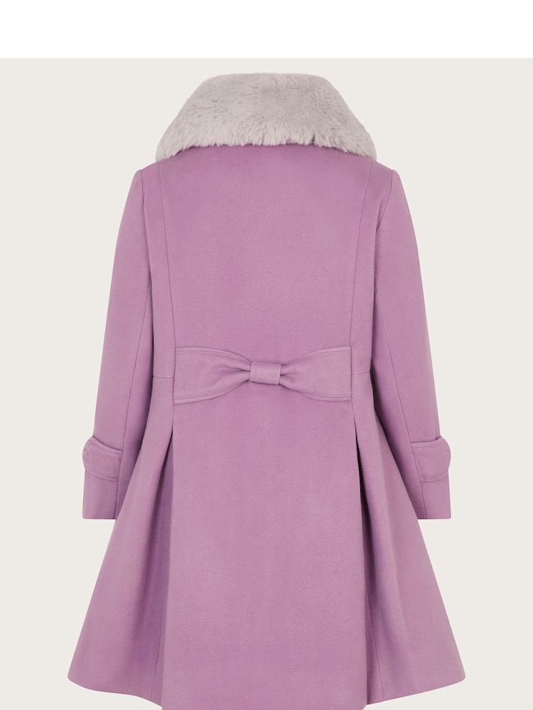 Monsoon Purple Faux Fur Collar Trim Coat - Image 2 of 4